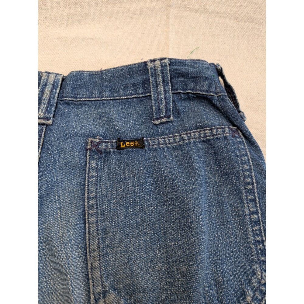 70s Hippie Boho Women’s Lee Bell Bottom Jeans Smokey Bear Patch Embroidered - Picture 4 of 13